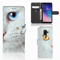 Samsung Galaxy A6 2018 Telefoonhoesje met Pasjes Witte Kat
