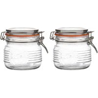 Weckpot/inmaakpot - 2x - 500 ml - glas - met beugelsluiting - D11 x H11 cm - thumbnail