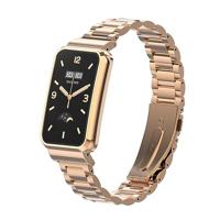 By Qubix - Metalen schakelband met case - Champagne goud - Xiaomi Smart band 7 Pro