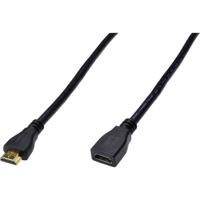 Digitus AK-330201-050-S HDMI-kabel HDMI Verlengkabel HDMI-A-stekker, HDMI-A-bus 5.00 m Zwart Rond, Vergulde steekcontacten, Afgeschermd (dubbel) - thumbnail