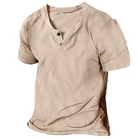 Voor heren Zomer overhemd Normaal shirt Strand hemd T-shirt Henley-shirt Effen V-hals Casual Dagelijks Korte mouw Kleding Modieus Comfortabel Lightinthebox - thumbnail