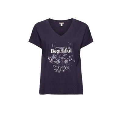 edc Women T-shirt van biologisch katoen donkerblauw