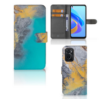 OPPO A76 | A96 Bookcase Marble Blue Gold - thumbnail