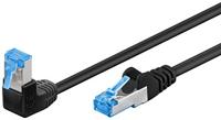 Goobay 51558 CAT 6A patchkabel, high-speed, 90 graden stekker, netwerkkabel, ethernet, playstation, Xbox, DSL, PimF, RJ45-stekker, zwart, 2 meter