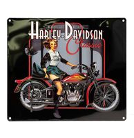 Harley-Davidson Classic Pin Up Babe Metalen Bord - 38 x 33cm