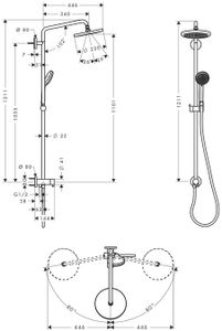 Hansgrohe Croma Doucheset 220 Met Reno Douchearm 40 Cm. Chroom