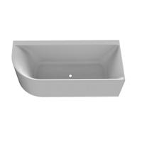 Sub half vrijstaand bad hoek rechts (ronding links) inclusief waste 180 x 80 cm, wit