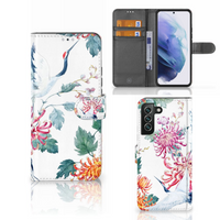 Samsung Galaxy S22 Plus Telefoonhoesje met Pasjes Bird Flowers - thumbnail