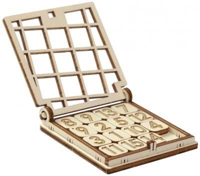 Mr. PlayWood reisspel Fifteen 7,3 x 7 cm naturel hout 21-delig