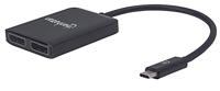 Manhattan 152952 tussenstuk voor kabels USB-C 2 x DisplayPort Zwart