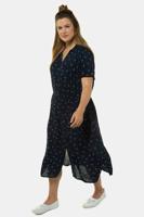 Ulla Popken Overhemdjurk, oversized schouders, bladerendessin - Grote Maten