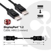 club3D CAC-1064 DisplayPort-kabel DisplayPort Aansluitkabel DisplayPort-stekker, DisplayPort-stekker 3.00 m Zwart - thumbnail