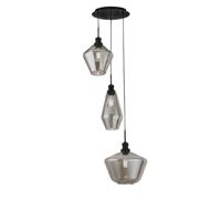 Searchlight Vide hanglamp Mia 3-lichts zwart met smoke glas 5423-3BK