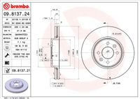 Remschijf BREMBO, Remschijftype: Binnen geventileerd, u.a. für Renault