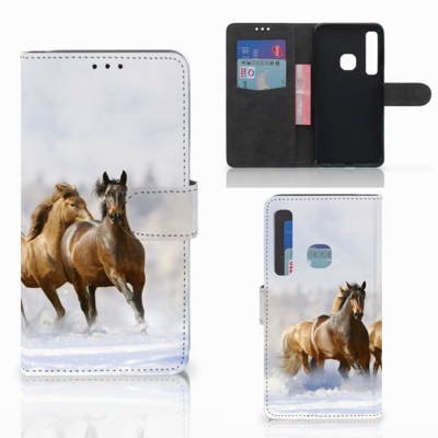 Samsung Galaxy A9 2018 Telefoonhoesje met Pasjes Paarden Samsung Galaxy A9 2018 Telefoonhoesje met Pasjes Paarden