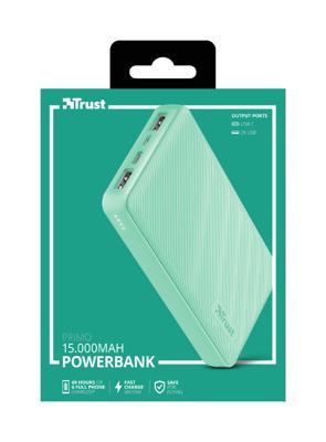 Trust Primo Compact Powerbank 15.000 mAh Powerbank Groen Trust Primo Compact Powerbank 15.000 mAh Powerbank Groen