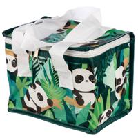 Koeltas - panda print - groen - 4 liter - 16 x 21 x 13 cm - koelboxen - picknick/strand - lunchtas