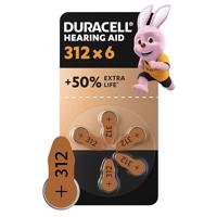 Duracell-batterijen voor gehoorapparaten maat 312 (6 stuks) tot 50% extra levensduur, eenvoudig te gebruiken, 100% recyclebare verpakking