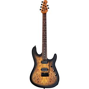 Sterling by Music Man Jason Richardson Cutlass 6 Natural Poplar Burl Burst elektrische gitaar met deluxe gigbag