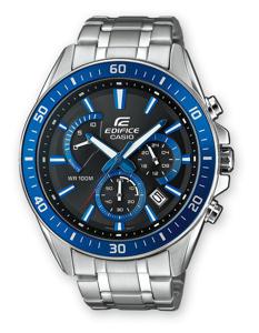 Casio EFR-552D-1A2VUEF Horloge Chronograaf (l x b x h) 53 x 47 x 12.3 mm Zilver-blauw Materiaal (behuizing): RVS Materiaal (armband): RVS