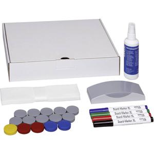 Maul Whiteboard accessoireset 6385909 Doos incl. 4 whiteboardmarkers, wisser, reiniger, 15 magneten (rond, 32 mm)