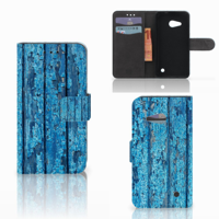Microsoft Lumia 550 Book Style Case Wood Blue