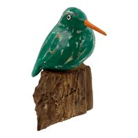 Vogel op Houten Stronk - Groen