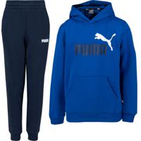 PUMA Essentials+ 2 Big Logo Trainingspak Kids Blauw Donkerblauw Zwart Wit - thumbnail