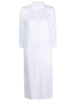 120% Lino robe-chemise longue en lin - Blanc - thumbnail