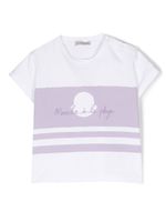 Moncler Enfant t-shirt rayé à logo brodé - Blanc - thumbnail