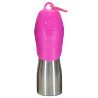 KONG H2O roestvrij staal hond waterfles & huisdier reizen kom, 25 oz - roze
