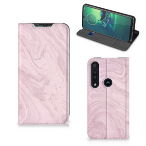 Motorola G8 Plus Standcase Marble Pink - Origineel Cadeau Vriendin