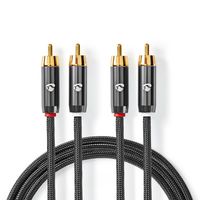 Nedis Stereo-Audiokabel | 2x RCA Male | 2x RCA Male | 2 m | 1 stuks - CATB24200GY20 CATB24200GY20 - thumbnail