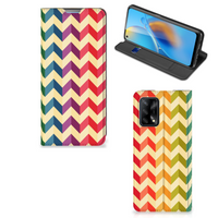 OPPO A74 4G Hoesje met Magneet Zigzag Multi Color