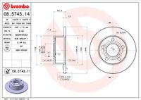 Remschijf BREMBO, Remschijftype: Massief, u.a. für Audi, VW, Skoda