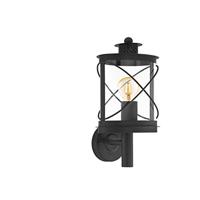 EGLO Hilburn wandlamp voor buiten, buitenlamp met 1 lichtpunt, wandlamp van verzinkt staal en kunststof, in de kleur zwart, met E27-fitting, IP44