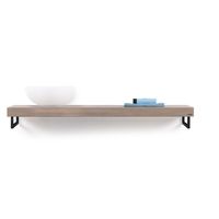 Looox Wooden Base Shelf solo 140 cm, eiken old grey, handdoekhouders mat zwart