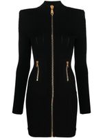 Balmain robe nervurée à fermeture zippée - Noir