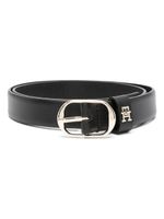 Tommy Hilfiger ceinture en cuir à plaque logo - Noir