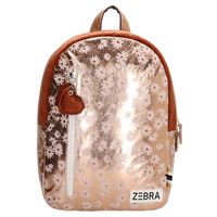 Zebra Trends Girls Rugzak M Metallic Flower Pink - thumbnail