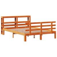 vidaXL Bedframe met hoofdbord massief grenenhout wasbruin 150x200 cm