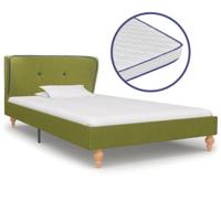 vidaXL Bed met traagschuim matras stof groen 90x200 cm