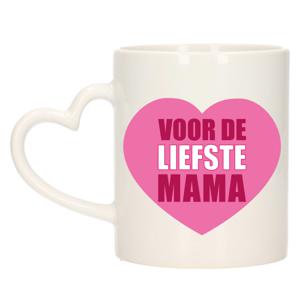 Bellatio Decorations Cadeau koffie/thee mok voor mama - roze - hartjes oor - keramiek - Moederdag   -