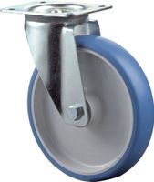 BS Rollen Zwenkwiel | wiel-d. 80 mm draagvermogen 125 kg | polyurethaan | plaat L104xB80 mm verf wiel blauw | 1 stuk - L400.B36.080 L400.B36.080