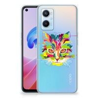 OPPO A96 | OPPO A76 Telefoonhoesje met Naam Cat Color - thumbnail