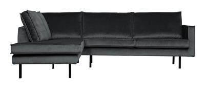 BePureHome Hoekbank 'Rodeo' Links, Velvet, kleur Donkergrijs