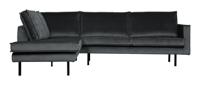 BePureHome Hoekbank 'Rodeo' Links, Velvet, kleur Donkergrijs