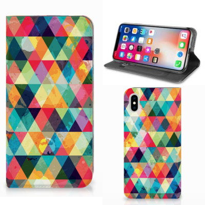 Apple iPhone Xs Max Hoesje met Magneet Geruit Apple iPhone Xs Max Hoesje met Magneet Geruit