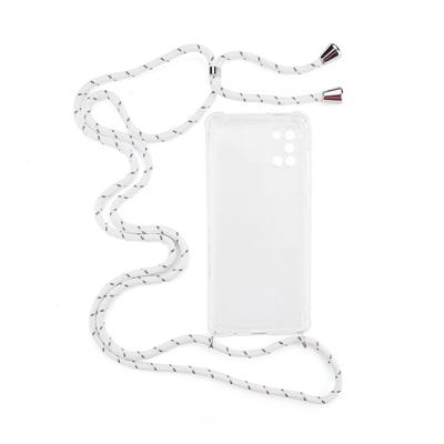 Shop4 - Samsung Galaxy A31 Hoesje - Zachte Back Case met Koord Multi Wit