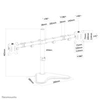 Neomounts FPMA-D550DDBLACK 2-voudig Monitor-tafelbeugel 25,4 cm (10) - 81,3 cm (32) Zwenkbaar, Roteerbaar, Kantelbaar, Staand Zwart - thumbnail